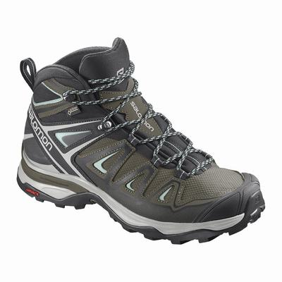 Női Salomon X ULTRA 3 MID GORE-TEX Túrabakancs SA0621984 Olivazöld/Fekete